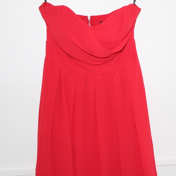 TFNC London Strapless Red Chiffon Dress - Picture 2 of 7